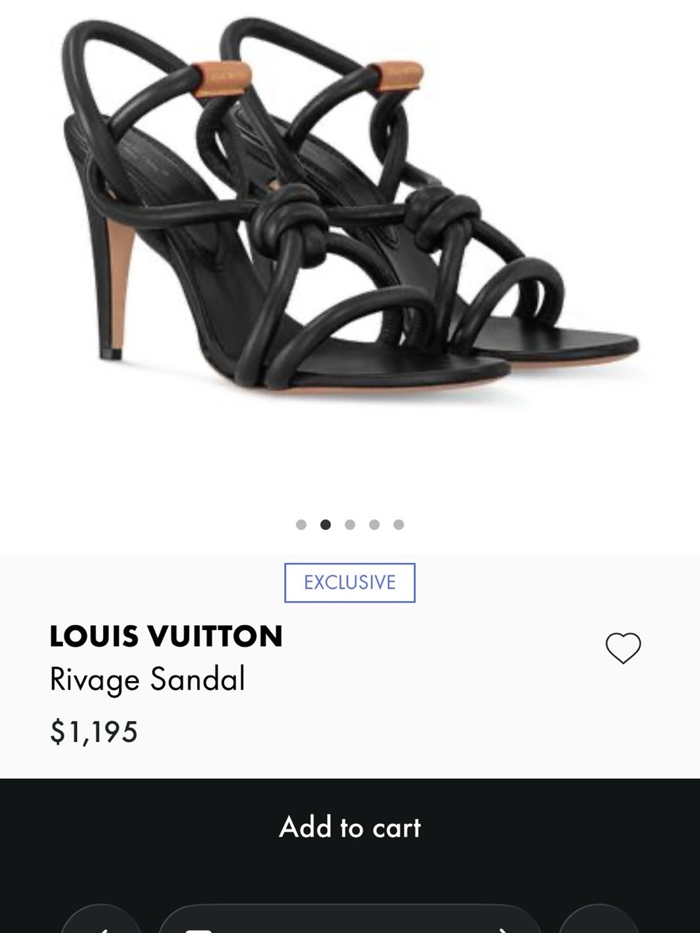Louis Vuitton Black Knotted Strap Rivage Sandals with Tan Heel Detail